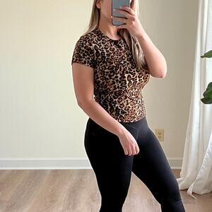 AQUA Leopard Print T-Shirt M Mobwife Baby Tee